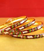 gold moti stone cz polki kundun meenakari pearl bangle kara size-2.8