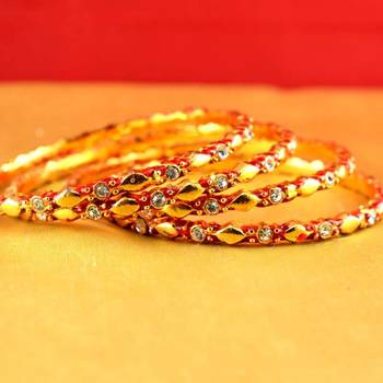 gold moti stone cz polki kundun meenakari pearl bangle kara size-2.8 1