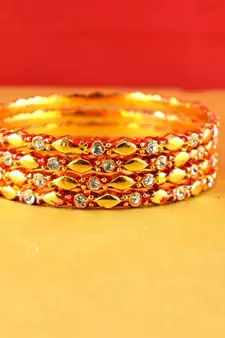 gold moti stone cz polki kundun meenakari pearl bangle kara size-2.8