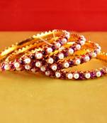 gold moti stone cz polki kundun meenakari pearl bangle kara size-2.6