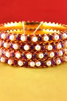 gold moti stone cz polki kundun meenakari pearl bangle kara size-2.6