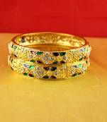 gold moti stone cz polki kundun meenakari pearl bangle kara size-2.8