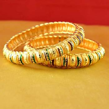 gold moti stone cz polki kundun meenakari pearl bangle kara size-2.8 1