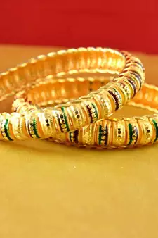 gold moti stone cz polki kundun meenakari pearl bangle kara size-2.8