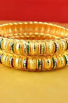 gold moti stone cz polki kundun meenakari pearl bangle kara size-2.8