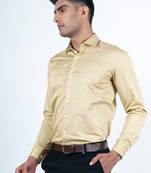 Yellow printed cotton mens-casual-shirts