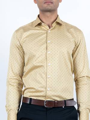 Yellow printed cotton mens-casual-shirts 3