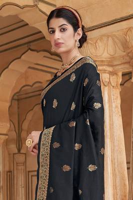Banarasi Silk Black Weaving Designer Traditional Saree 2