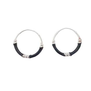 Black Silver Hoops-ER115 1