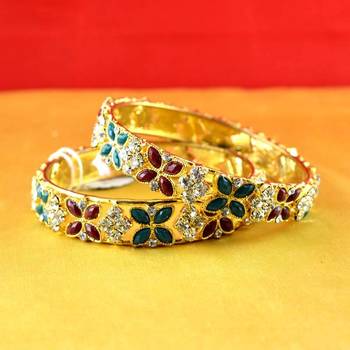 gold moti stone cz polki kundun meenakari pearl bangle kara size-2.6 1