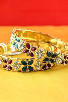 gold moti stone cz polki kundun meenakari pearl bangle kara size-2.6