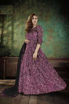 Black sequins net salwar