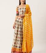 Multi Color Pure Cotton With Printed Semi Stitched Lehenga & Unstitched Blouse With Dupatta
