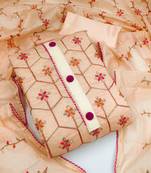 Peach Chanderi Sequin Embroidered Dress Material