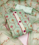 Sea Green Chanderi Sequin Embroidered Dress Material