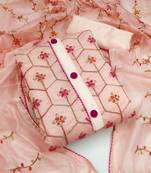 Pink Chanderi Sequin Embroidered Dress Material