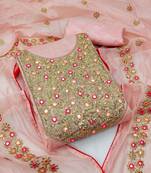 Pink Chanderi Mirror & Sequin Embroidered Dress Material