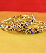 gold moti stone cz polki kundun meenakari pearl bangle kara size-2.4