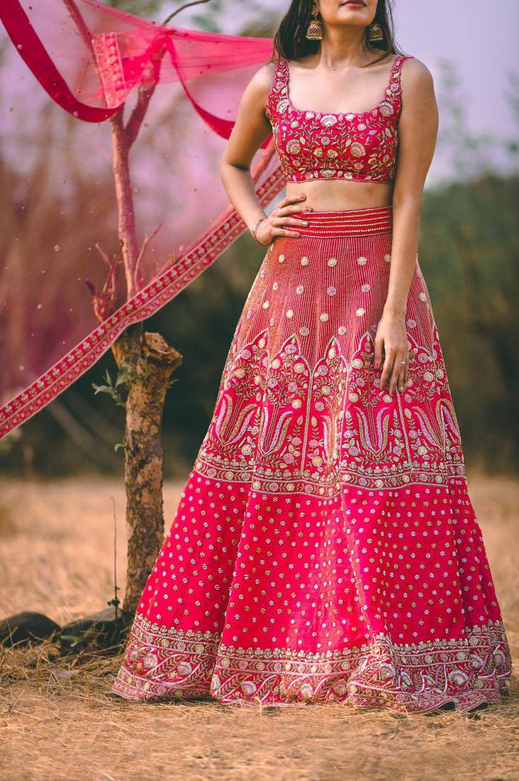 Rani pink  Colour Dulhan Lehenga Choli, Wedding Lehenga Choli