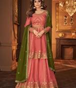 Peach embroidered georgette salwar