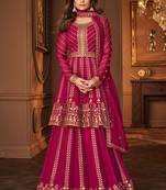 Magenta embroidered georgette salwar