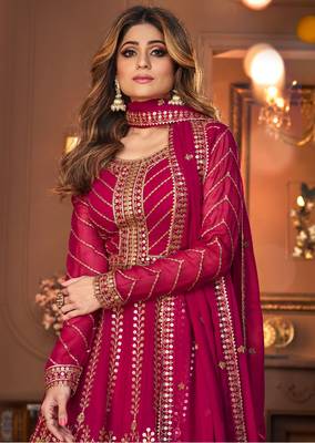 Magenta embroidered georgette salwar 2