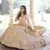 New Tan Peach Dori, Thread and Sequins Embroidered with stone work crepe semi stitched lehenga