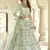 Frostee Green Dori, Thread and Sequins Embroidered with stone work crepe semi stitched lehenga