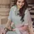 Mischka Grey Dori, Thread and Sequins Embroidered with stone work crepe semi stitched lehenga