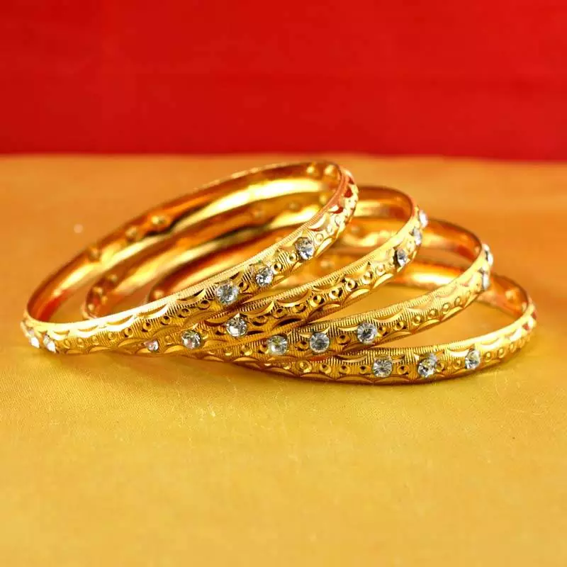 Gold Moti Stone Cz Polki Kundun Meenakari Pearl Bangle Kara