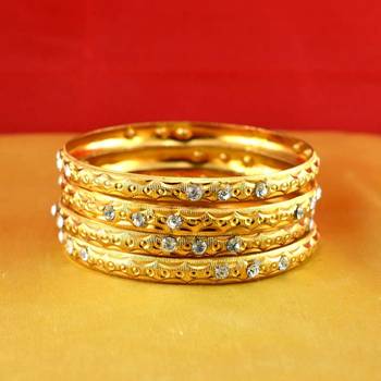 Gold Moti Stone Cz Polki Kundun Meenakari Pearl Bangle Kara 2