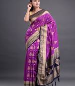 Purple woven art silk saree with blouse