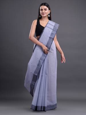 Grey woven pure cotton saree  1