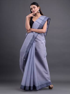Grey woven pure cotton saree  2