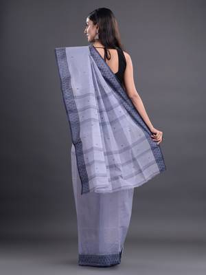 Grey woven pure cotton saree  4