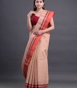 Beige Woven Pure Cotton Saree Without Blouse