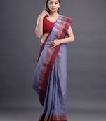 Grey Woven Pure Cotton Saree Without Blouse