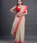 Beige Woven Pure Cotton Saree Without Blouse