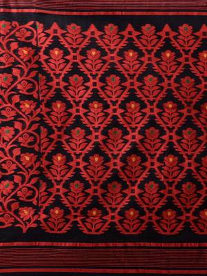 Black woven silk cotton saree  5