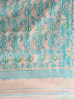 Beige woven silk cotton saree  5