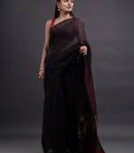 Black Woven Silk Cotton Saree Without Blouse