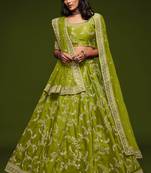 Elegance Bright Green Dori and Sequins Embroidered Bridal Designer Lehenga Choli set