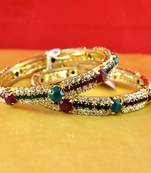 gold moti stone cz polki kundun meenakari pearl bangle kara size-2.8