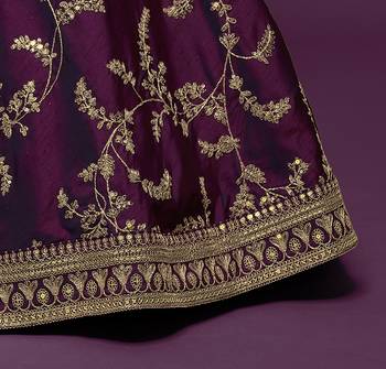 royal purple embroidered net lehenga set choli with dupatta with dupatta 7