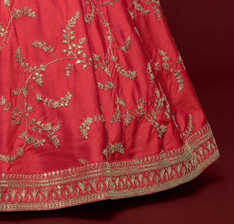 Elegance Crimson Dori and Sequins Embroidered Bridal Designer Lehenga Choli set