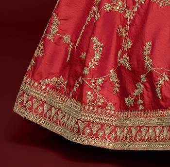 elegance crimson dori and sequins embroidered bridal lehenga set choli with dupatta  9