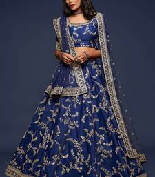 Elegance Navy Blue Dori and Sequins Embroidered Bridal Designer Lehenga Choli set