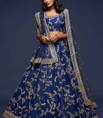 Elegance Navy Blue Dori and Sequins Embroidered Bridal Designer Lehenga Choli set
