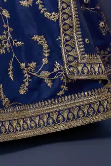 Elegance Navy Blue Dori and Sequins Embroidered Bridal Designer Lehenga Choli set