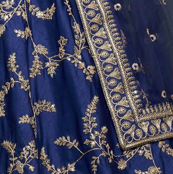 Elegance Navy Blue Dori and Sequins Embroidered Bridal Designer Lehenga Choli set 8